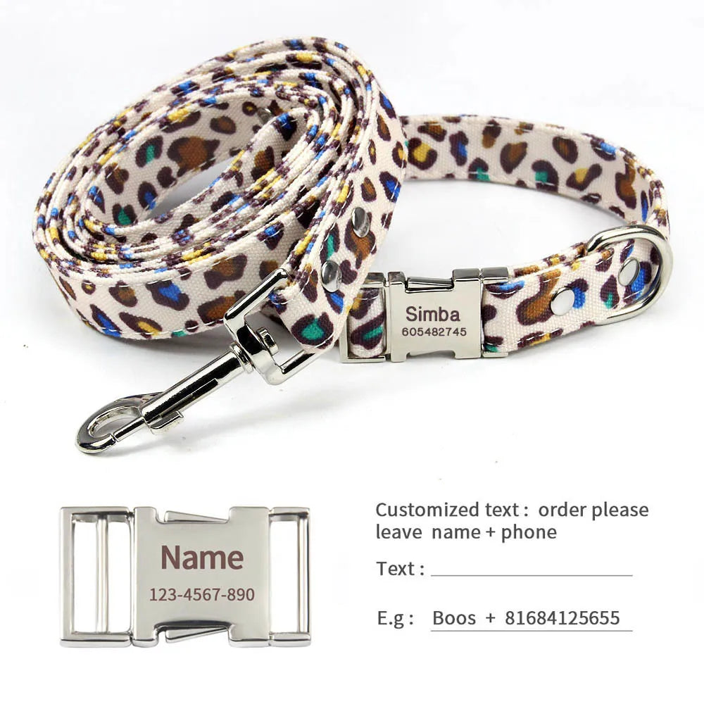 Personalized Dog Collar and Matching Leash