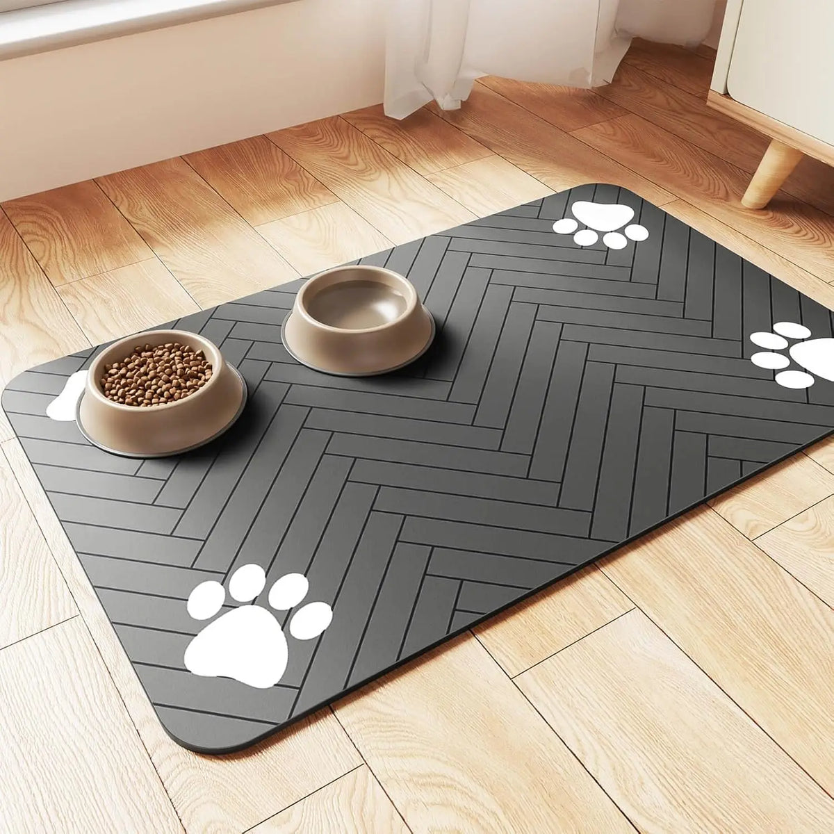Pet Durable  Food Place Mat with Paw Prints