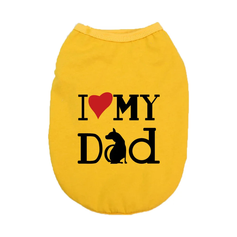 I Love My Dad cotton dog vest T-shirt