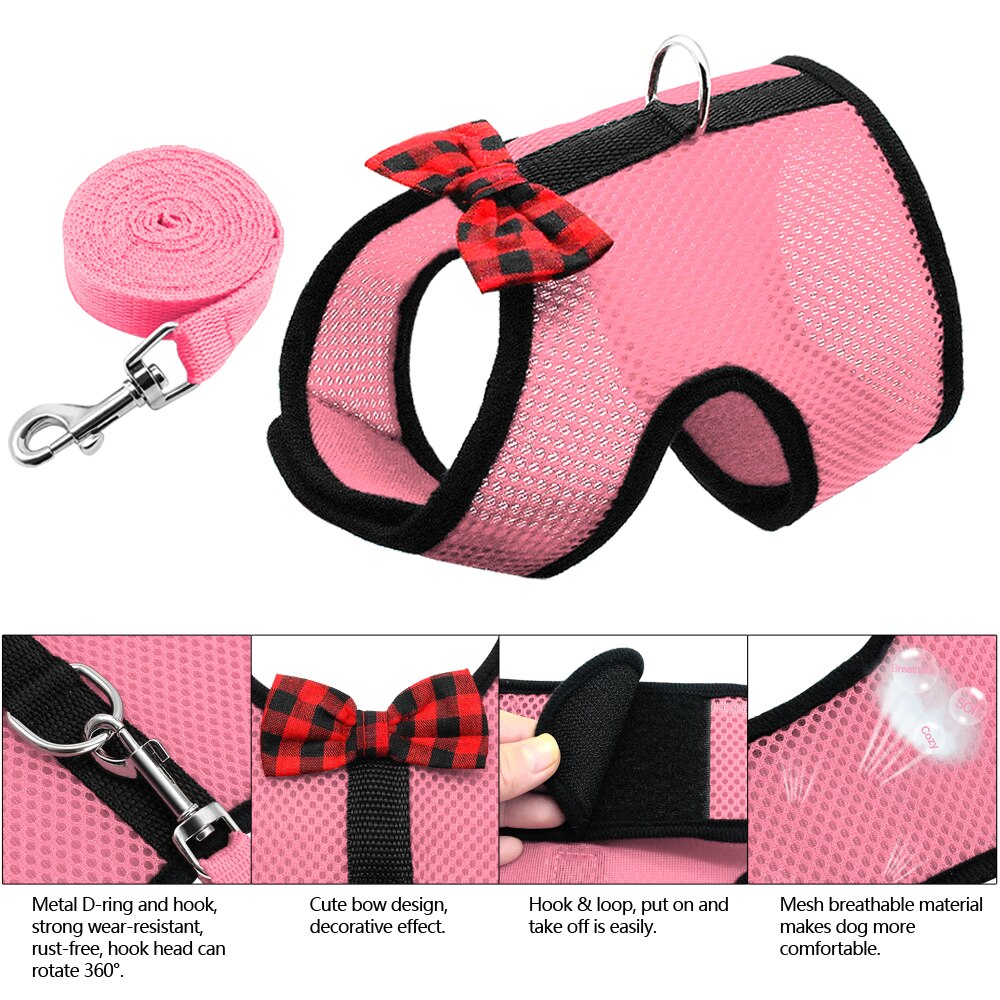 Pet Harness & Leash Set; For Small Dogs & Cats