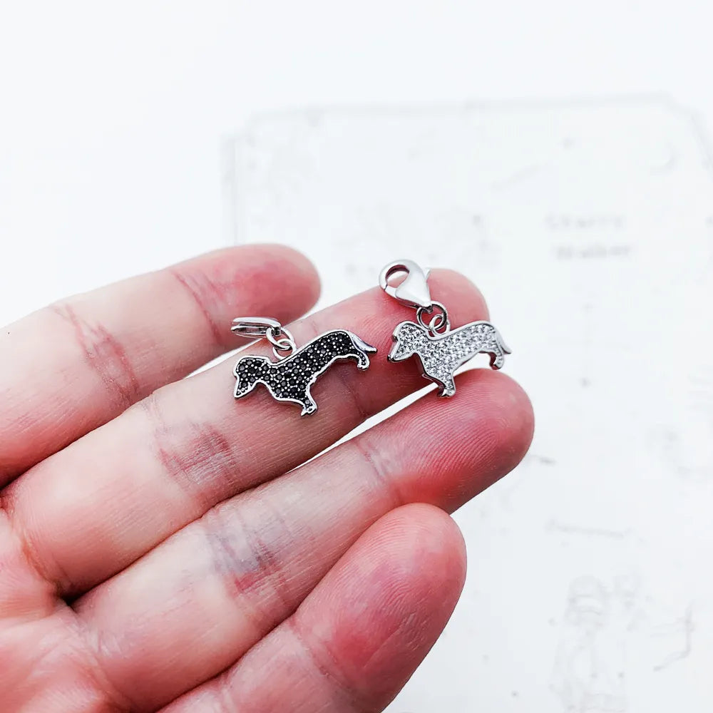 925 Sterling Silver Cute Dachshund Charm