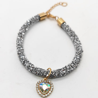 Small Dog or Cat Collar with Diamond Heart Pendant