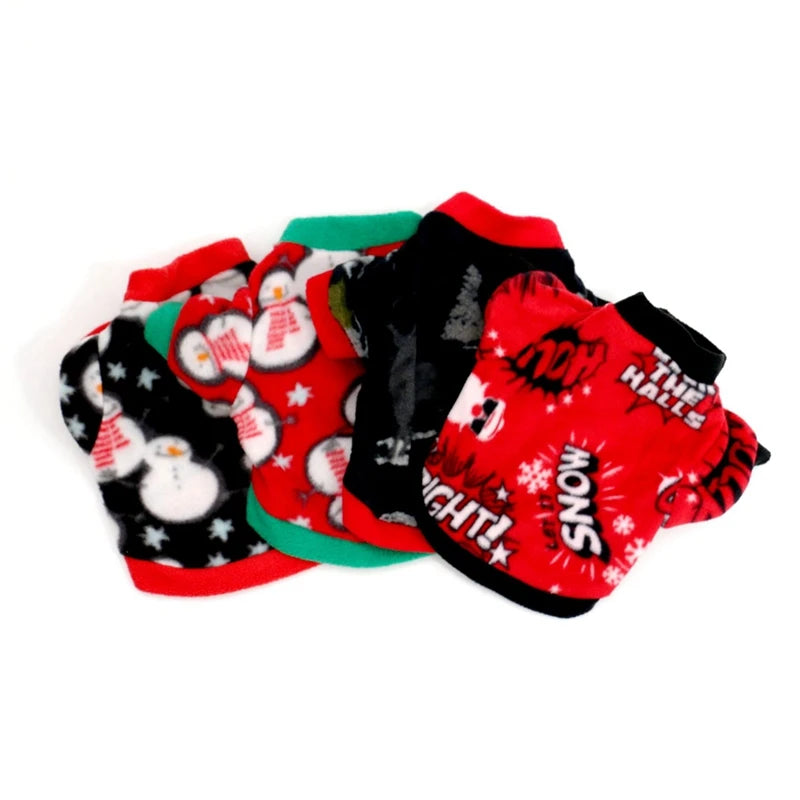 Christmas Fleece Shirts for Small Pets