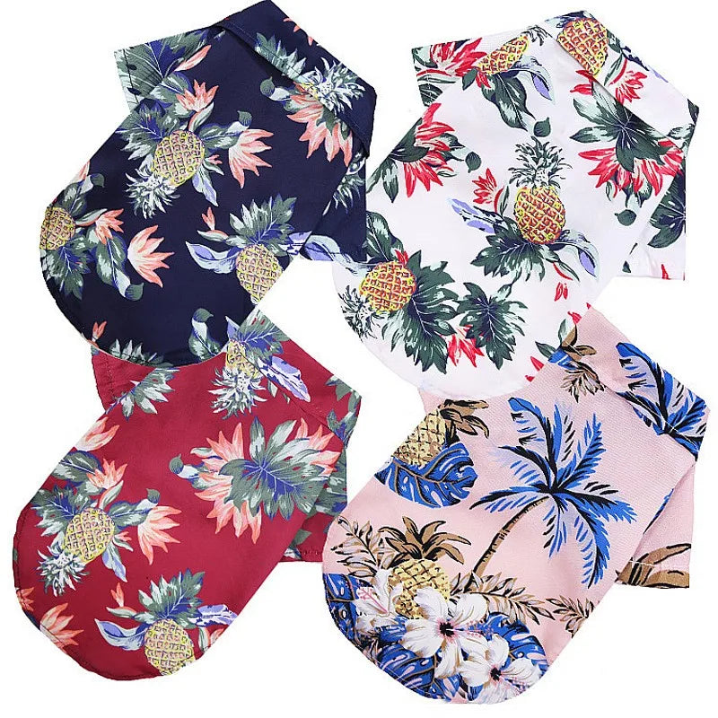 Summer or Spring Hawaiian Style Leaf Printed Beach Shirts