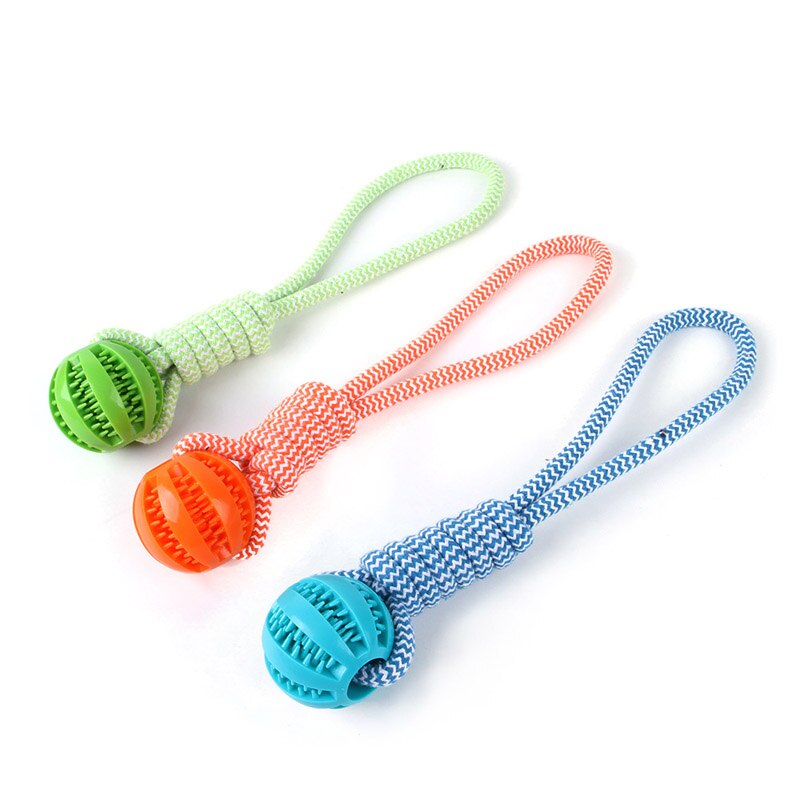 Rope & Rubber Balls Molar Bite Resistant Tooth Cleaning Chewing Toys