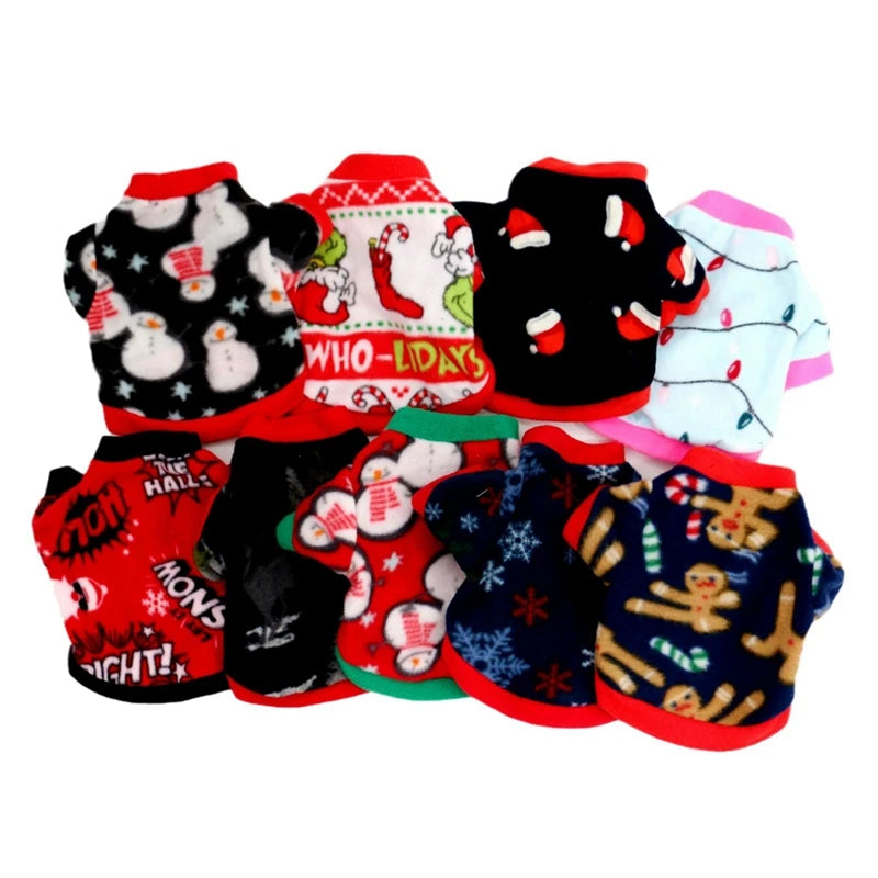 Christmas Fleece Shirts for Small Pets