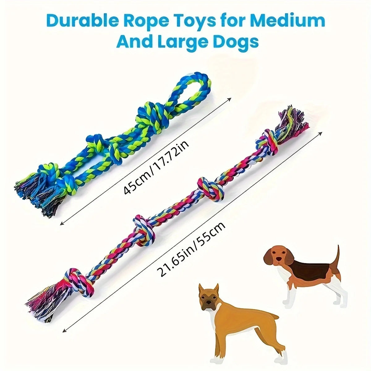 2-Pack Heavy-Duty Rope Knot Dog Toys for Large Breeds