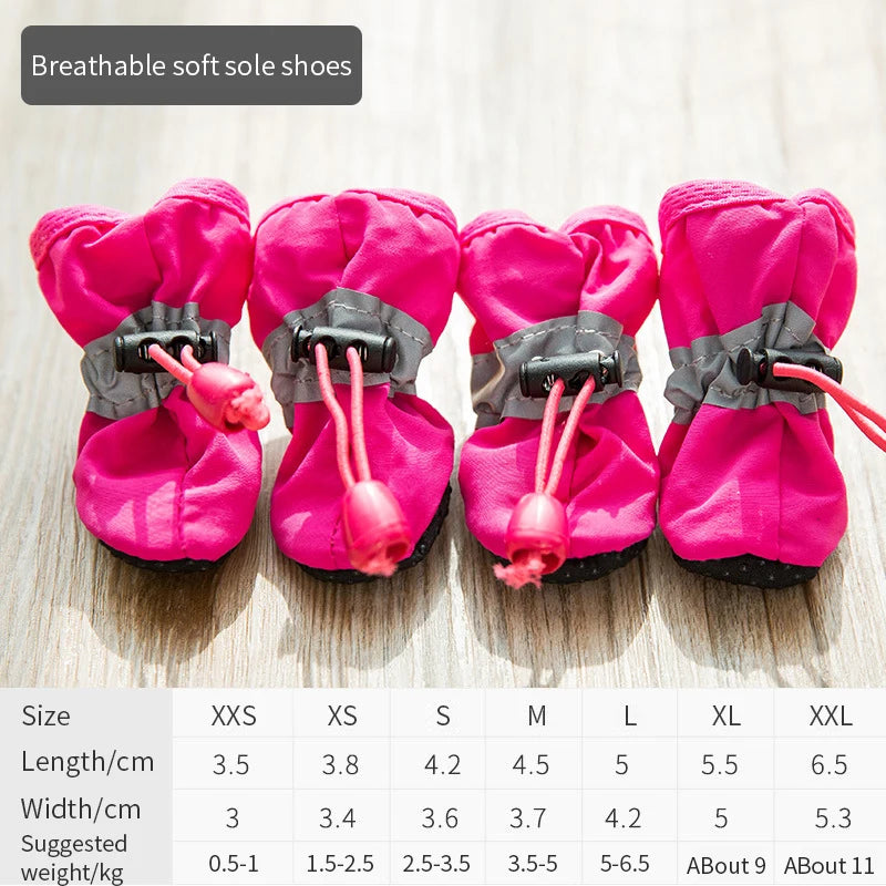 4pcs/set Waterproof Antislip Pet Shoes