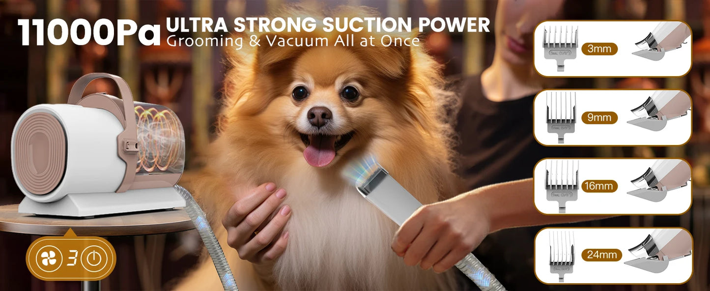 11000Pa Pet Grooming Vacuum With Adjustable Brush