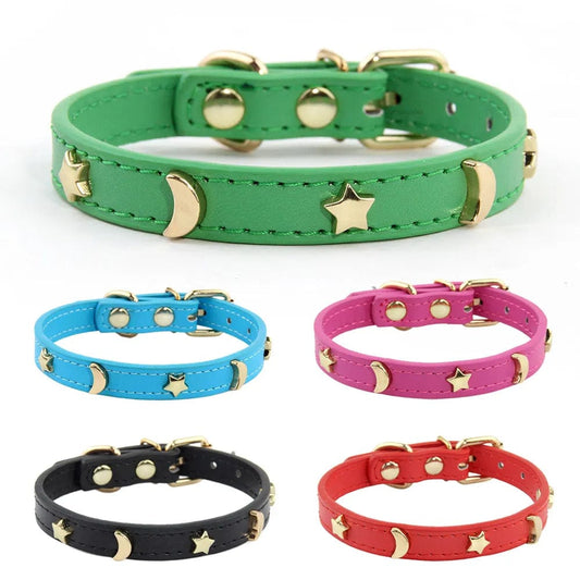 Moon and Stars Soft Leather Collars