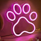 1pc LED Neon Sign Dog Paw Shaped Night Lights