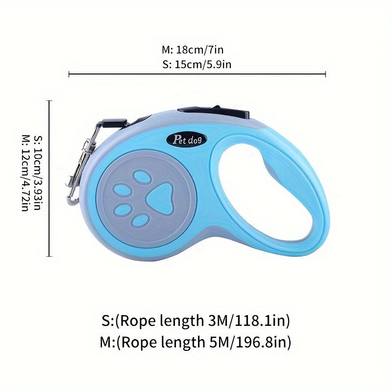 RetractablePaw Print Nylon Dog Leash