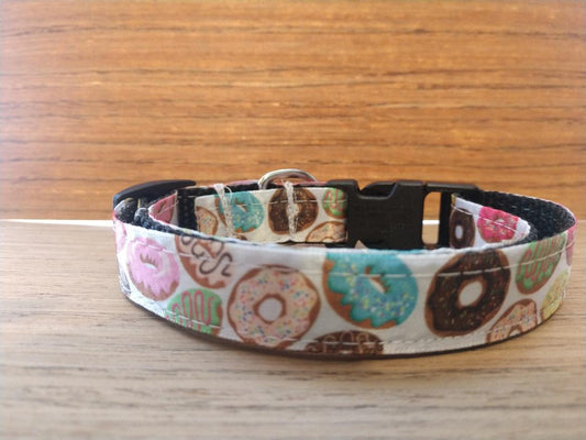 Small Dog Collar and Leash Set or Collar - Donuts Pattern