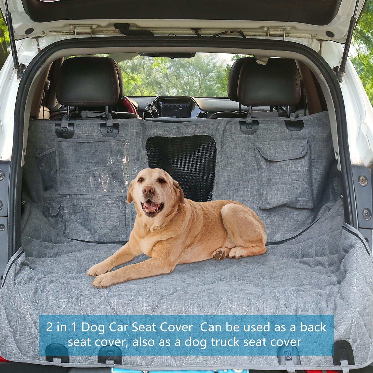 Backseat Dog Cover for Car - Dog Seat Cover - Dog Hammock for Car, Rear Seat Covers for Dogs Seat Covers for Cars Back Seat Scratch-Proof Nonslip Mesh Sections Window, SUV