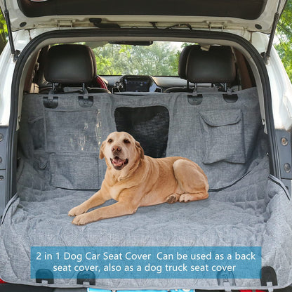 Backseat Dog Cover for Car - Dog Seat Cover - Dog Hammock for Car, Rear Seat Covers for Dogs Seat Covers for Cars Back Seat Scratch-Proof Nonslip Mesh Sections Window, SUV