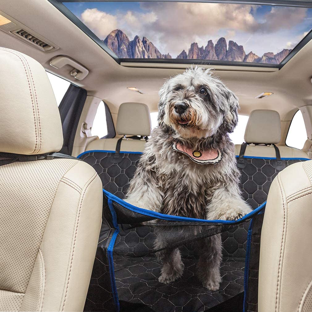 Dog Back Seat Cover Protector Waterproof Scratchproof Nonslip Hammock for Dogs Backseat Protection against Dirt and Pet Fur Durable Pets Seat Covers for Cars & Suvs (Blue, 58" Wx 56” L)