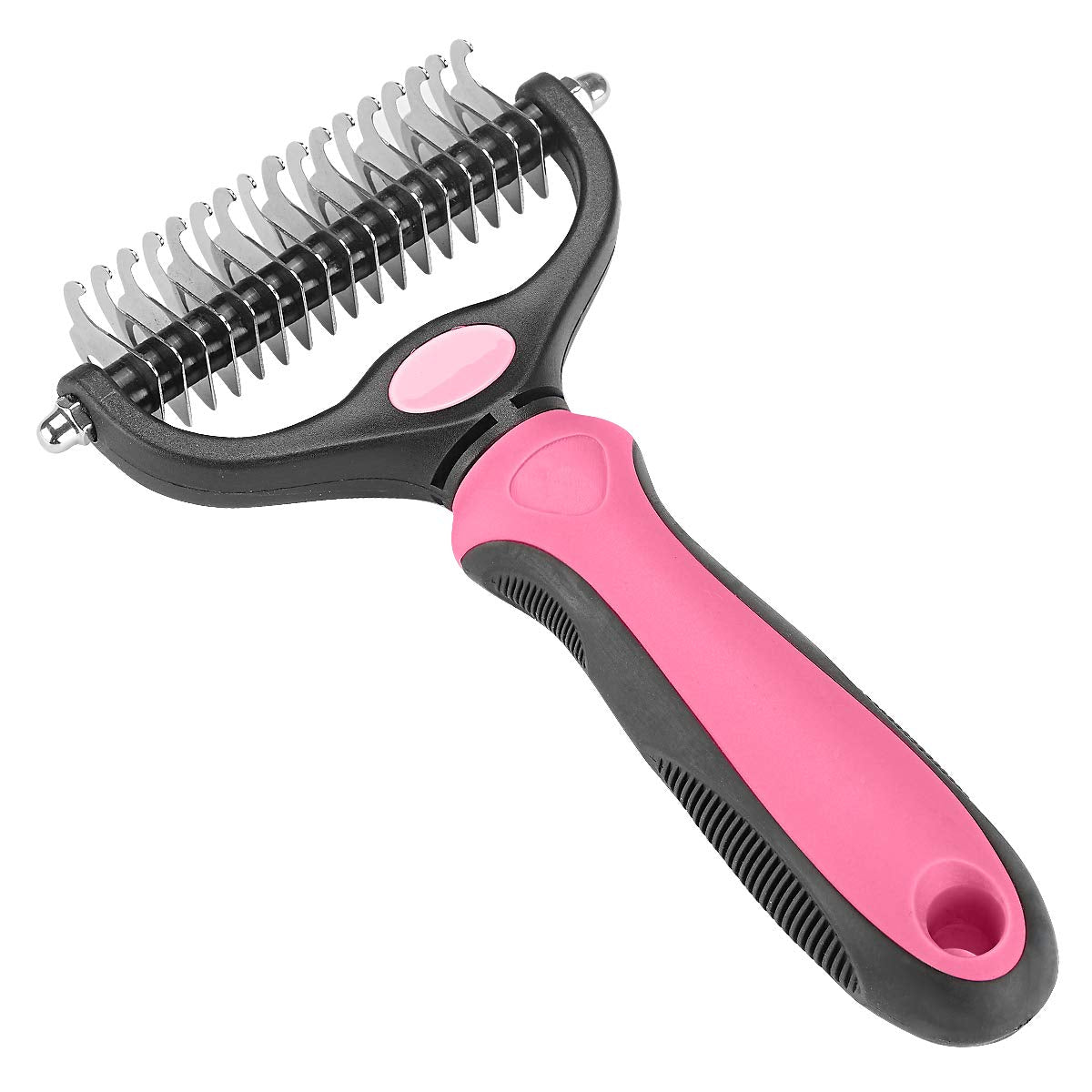 XLCL Pet Pet Grooming Tool - 2 Sided Undercoat Rake for Cats and Dogs - Safe Dematting Comb for Easy Mats & Tangles Removing - No More Nasty Shedding and Flying Hair