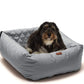 Dog Car Booster Seat - Luxurious 2-In-1 Dog Carseat & Comfy Indoor Lounge Bed for Dogs & Cats - Easy to Install Water Resistant Pet Booster Seat for Car with Pet Seat Belt Leash (Grey)