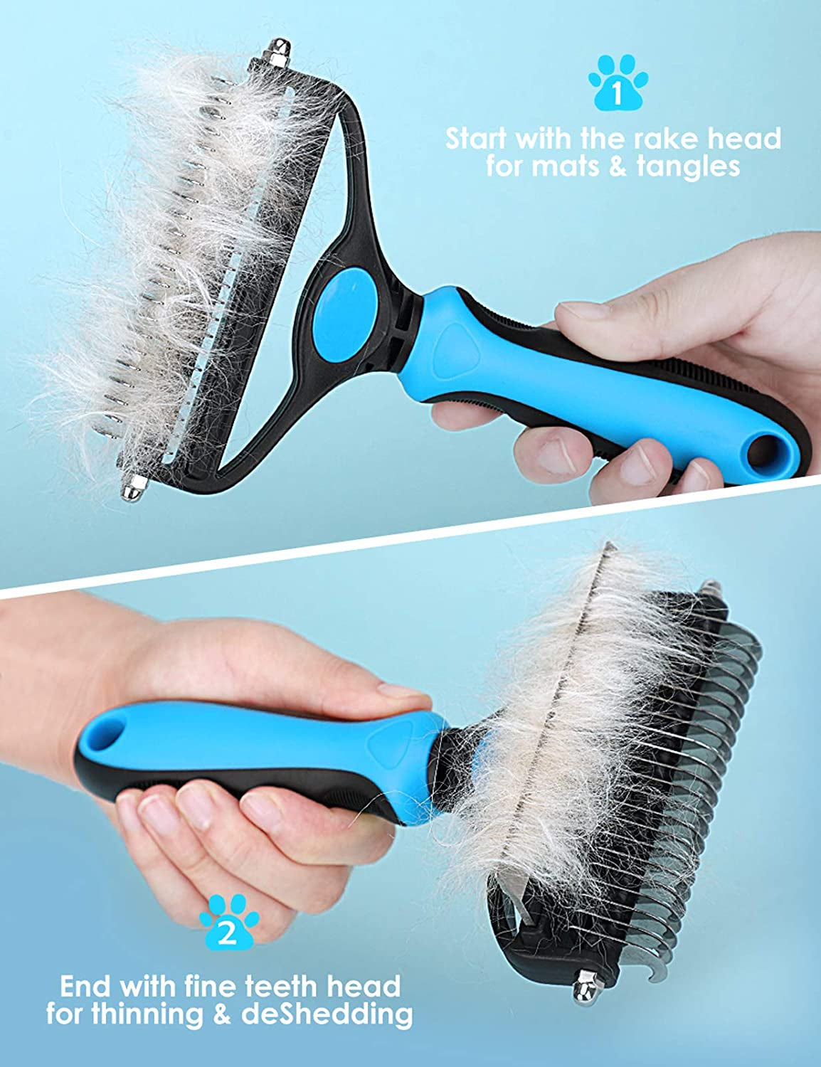 Malsipree Pet Grooming Brush, 2 in 1 Deshedding Tool & Undercoat Rake Dematting Comb for Mats & Tangles Removing, Reduces Shedding up to 95%, Great for Short to Long Hair of Medium Large Dogs