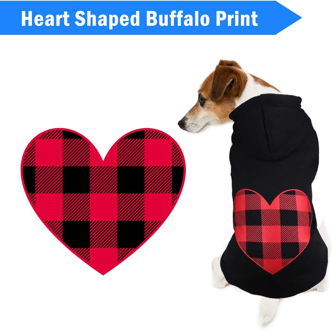 Dog Hoodie Sweater for Dogs Pet Clothes Black Buffalo Plaid Warm and Soft Breathable Cozy(Xs)