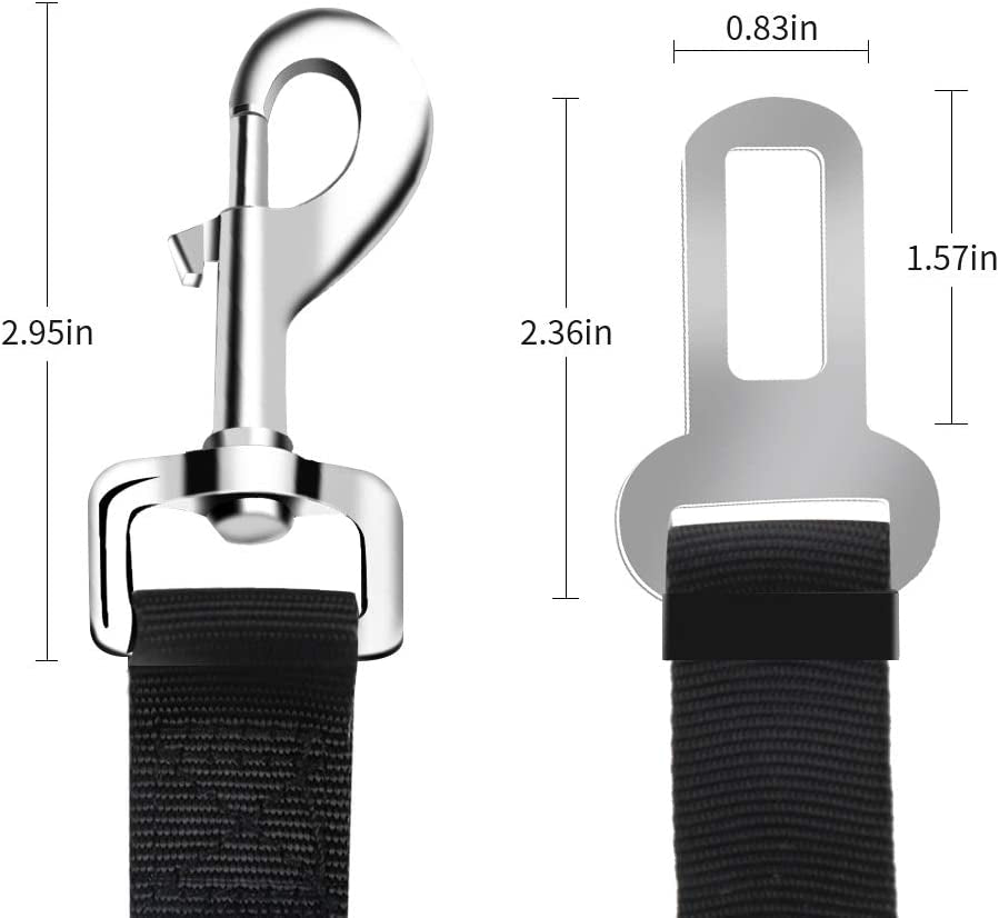 Dog Seat Belt 2 Pack Adjustable Elastic Durable Nylon Pet Dog Car Seat Belt Pet Puppy Safety Leash Leads Car Vehicle Seatbelt for Dogs,Cats and Pets (Black)