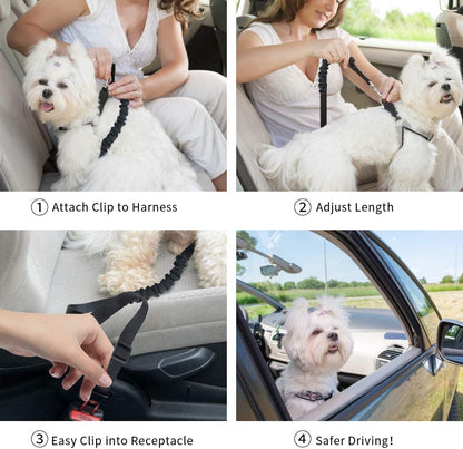 Dog Seat Belt 2 Pack Adjustable Elastic Durable Nylon Pet Dog Car Seat Belt Pet Puppy Safety Leash Leads Car Vehicle Seatbelt for Dogs,Cats and Pets (Black)