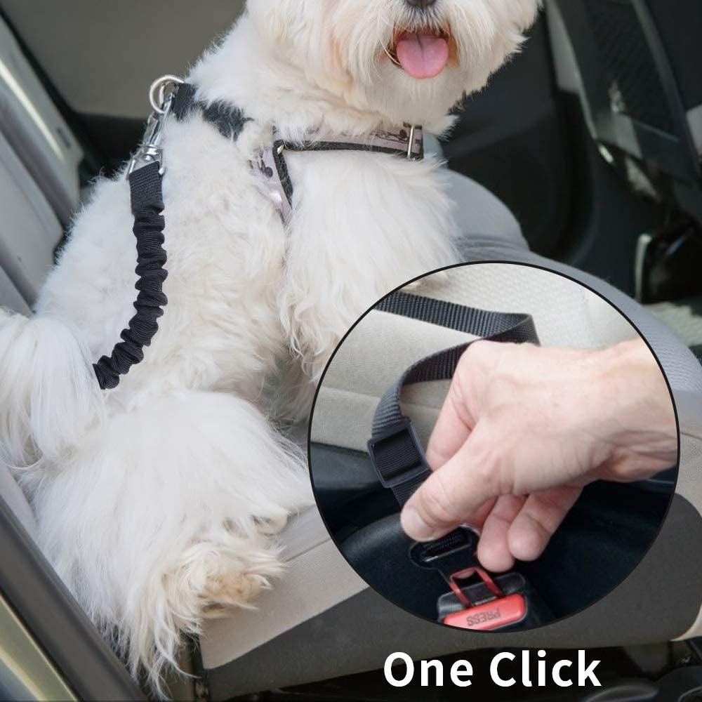 Dog Seat Belt 2 Pack Adjustable Elastic Durable Nylon Pet Dog Car Seat Belt Pet Puppy Safety Leash Leads Car Vehicle Seatbelt for Dogs,Cats and Pets (Black)