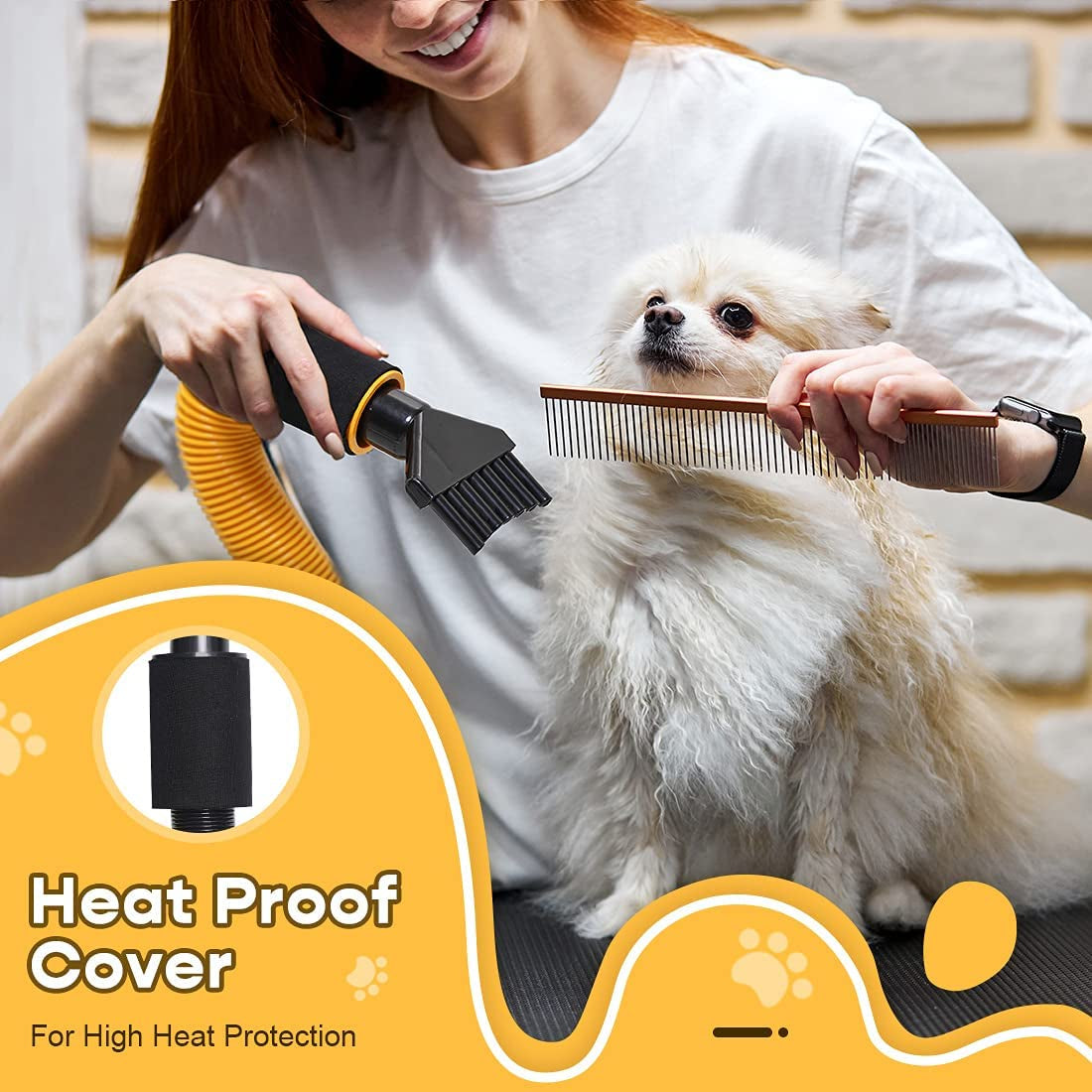 Dog Dryer 4.0 HP 2 Speed Adjustable Heat Temperature Pet Dog Grooming Hair Dryer Blower Professional with 5 Different Nozzles and a Shower Massage Glove