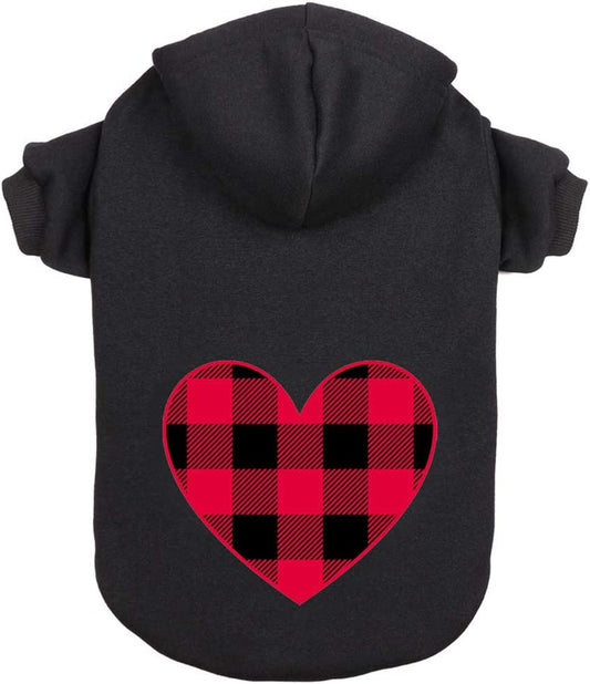 Dog Hoodie Sweater for Dogs Pet Clothes Black Buffalo Plaid Warm and Soft Breathable Cozy(Xs)