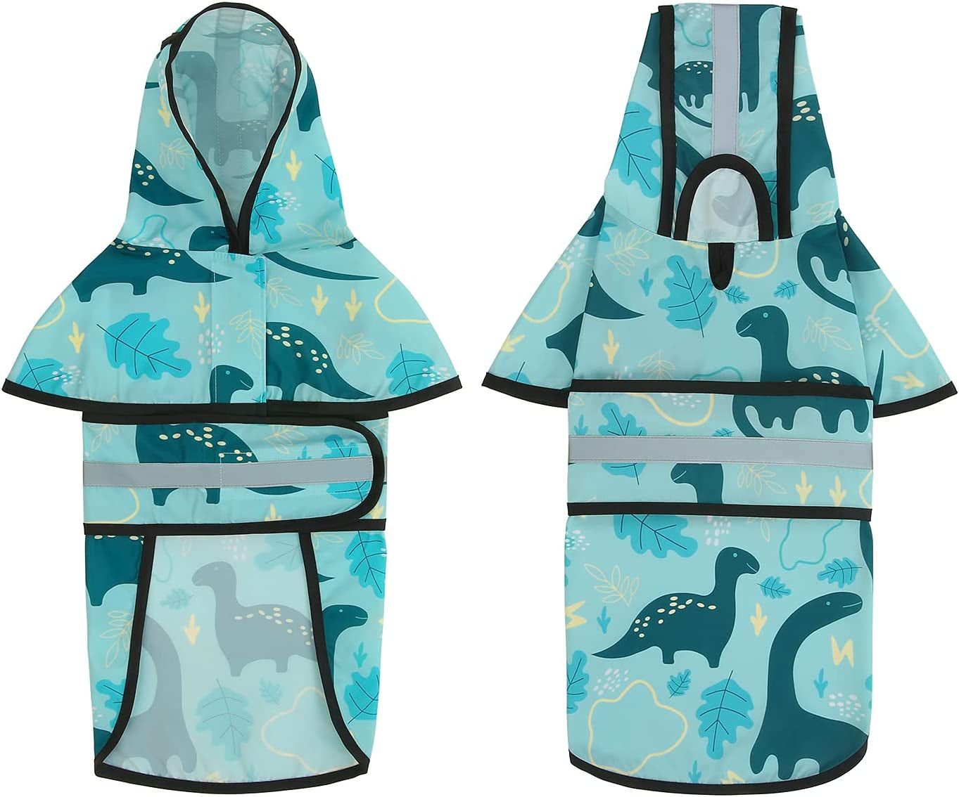 Dog Raincoat Hooded Slicker Poncho for Small to X-Large Dogs and Puppies (Dinosaurs, Small)