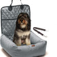 Dog Car Booster Seat - Luxurious 2-In-1 Dog Carseat & Comfy Indoor Lounge Bed for Dogs & Cats - Easy to Install Water Resistant Pet Booster Seat for Car with Pet Seat Belt Leash (Grey)
