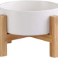 White Ceramic Elevated Raised Cat Bowls ,Cat Food Dish with Stand, Raised Cat Food or Water Bowls anti Vomiting,Pet Bowl with anti Slip Rubber Pad,Stress Free for Cats and Small Dogs（400Ml/13.5Oz