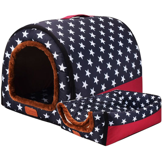 Warm Dog House Comfortable Print Stars Kennel Mat