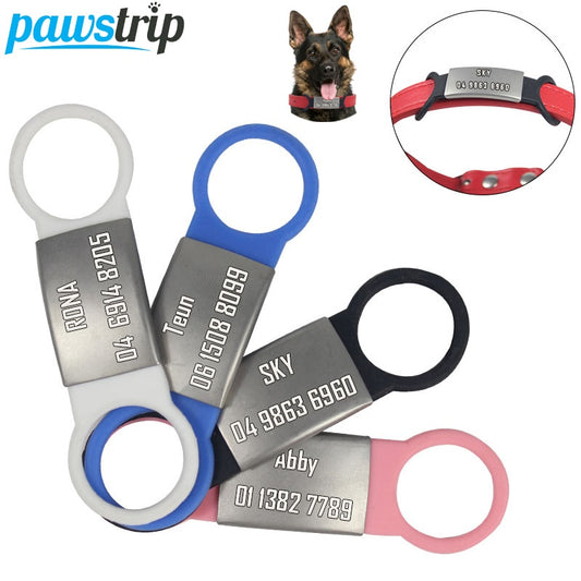 Silicone & Stainless Steel Dog Tag With Engraved Personal Information