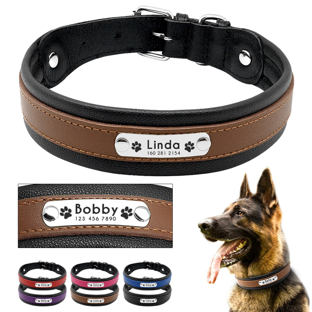 Personalized Genuine Leather Dog Collar