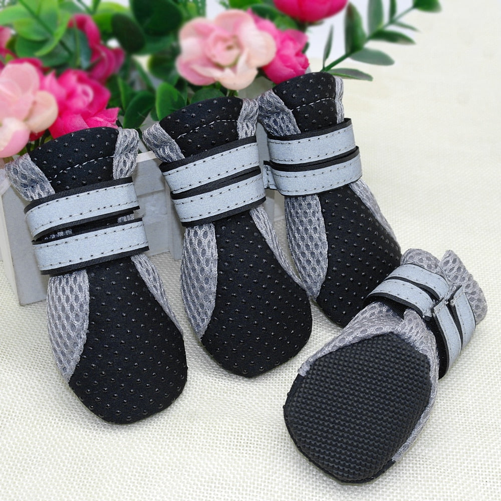 4 pcs Small Dog Shoes Reflective