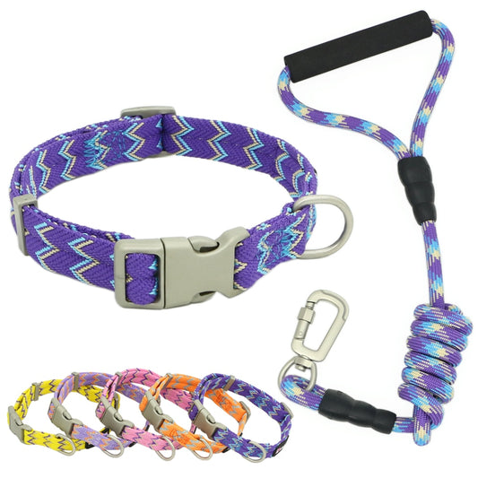 Nylon Dog Collars Leashes Adjustable S-XL