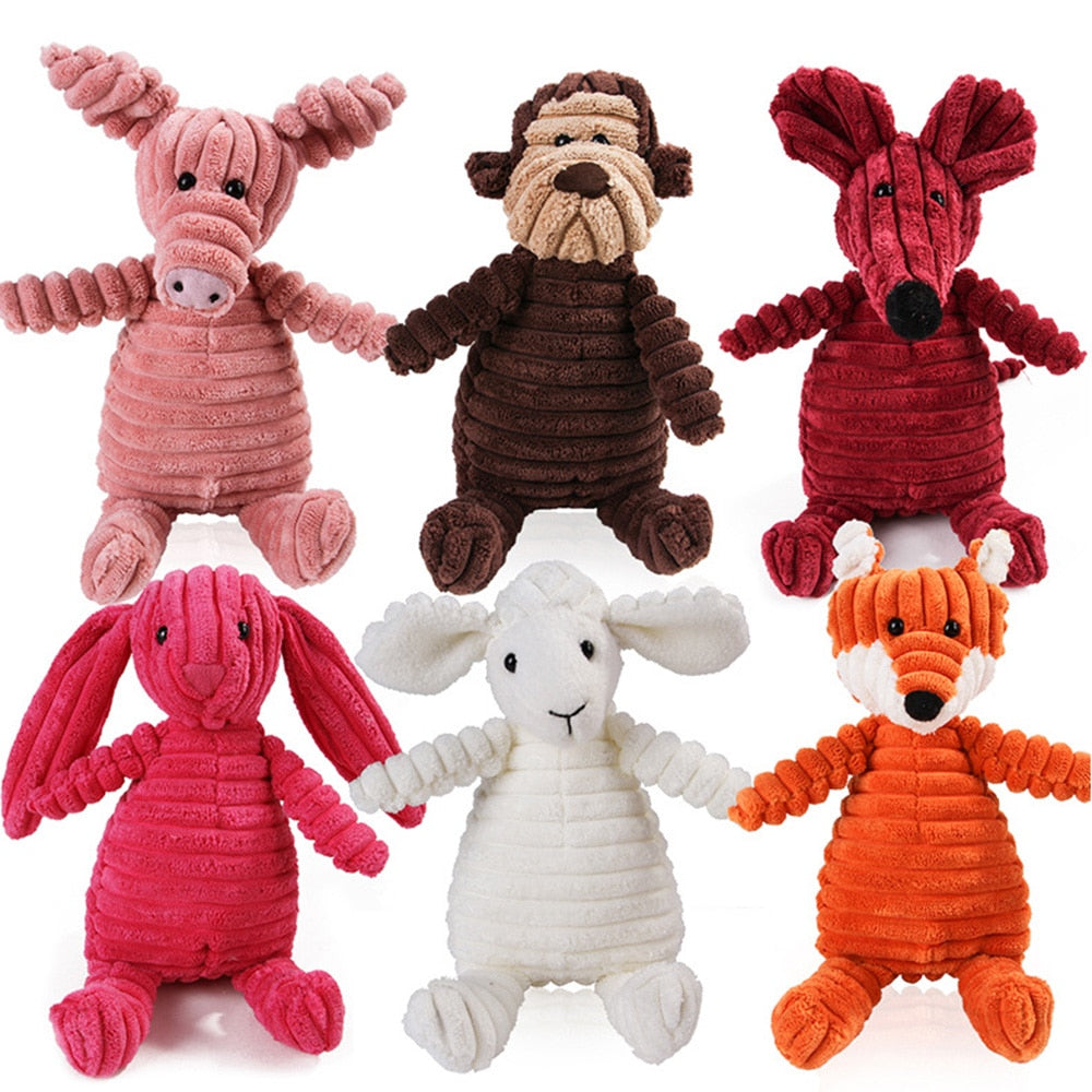 Animal Corduroy Squeak Toys for Dogs