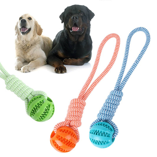 Rope & Rubber Balls Molar Bite Resistant Tooth Cleaning Chewing Toys