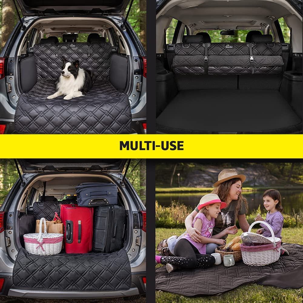 SUV Cargo Liner Dog Seat Covers + Seat Belt, Double Stitched & Extra Padded, Water Repellant, anti Shock, Non-Slip, Cover Trunk Mat, Dog Accessories, Pet Car Seat Protector for Fur & Mud