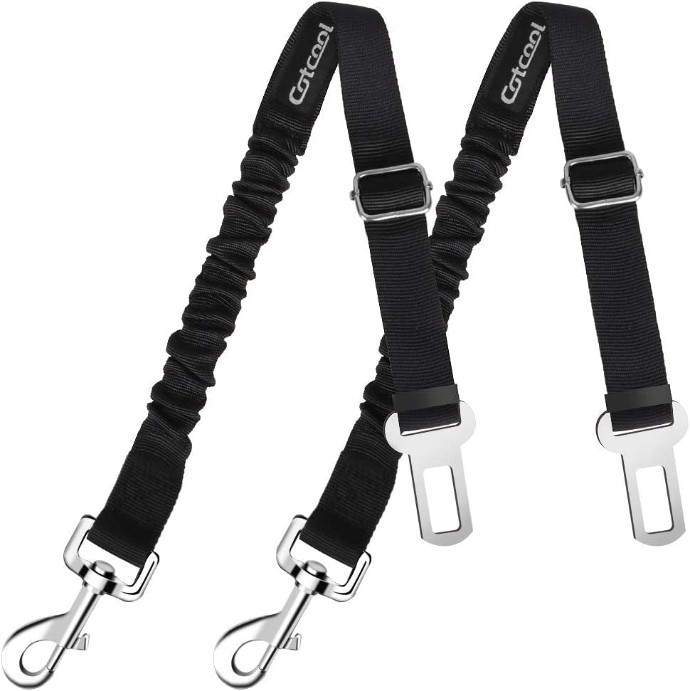 Dog Seat Belt 2 Pack Adjustable Elastic Durable Nylon Pet Dog Car Seat Belt Pet Puppy Safety Leash Leads Car Vehicle Seatbelt for Dogs,Cats and Pets (Black)